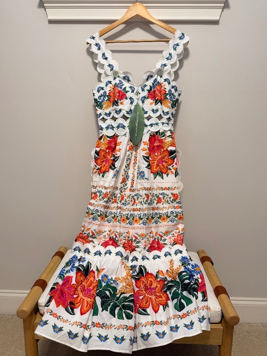 FARM Rio Dresses & Skirts - Farm Rio Off-White Bloom Garden Maxi Dress Size Small